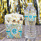 Teal Circles & Stripes Water Bottle Label - w/ Favor Box
