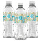 Teal Circles & Stripes Water Bottle Labels - Front View
