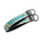 Teal Circles & Stripes Webbing Keychain FOBs - Size Comparison