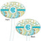 Teal Circles & Stripes White Plastic 7" Stir Stick - Double Sided - Oval - Front & Back