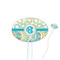 Teal Circles & Stripes Oval Plastic Stir Sticks (Personalized)