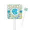 Teal Circles & Stripes Square Plastic Stir Sticks (Personalized)