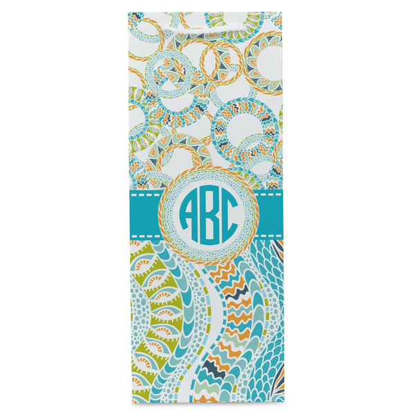 Teal Circles & Stripes Wine Gift Bag - Matte - Front