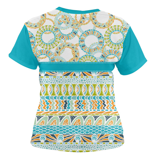 Teal Circles & Stripes Women's T-shirt Back