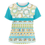 Teal Circles & Stripes Women's Crew T-Shirt