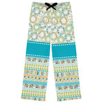Teal Circles & Stripes Womens Pajama Pants - 2XL