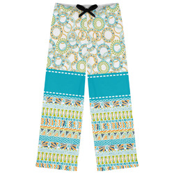 Teal Circles & Stripes Womens Pajama Pants - XL