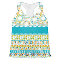 Teal Circles & Stripes Womens Racerback Tank Top (Personalized)