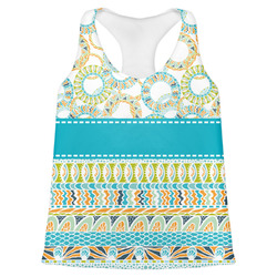 Teal Circles & Stripes Womens Racerback Tank Top