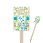 Teal Circles & Stripes 6.25" Rectangle Wooden Stir Sticks - Single Sided (Personalized)