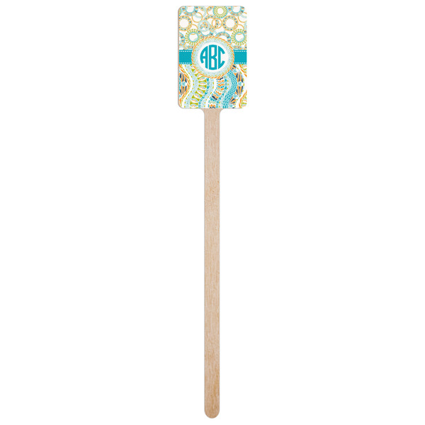 Teal Circles & Stripes Wooden 6.25" Stir Stick - Rectangular - Single Stick