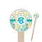 Teal Circles & Stripes Round Wooden Food Picks (Personalized)