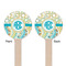 Teal Circles & Stripes Wooden 6" Stir Stick - Round - Double Sided - Front & Back