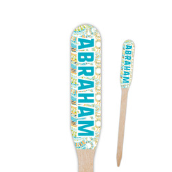 Teal Circles & Stripes Paddle Wooden Food Picks (Personalized)