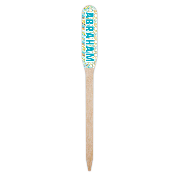 Teal Circles & Stripes Wooden Food Pick - Paddle - Single Pick