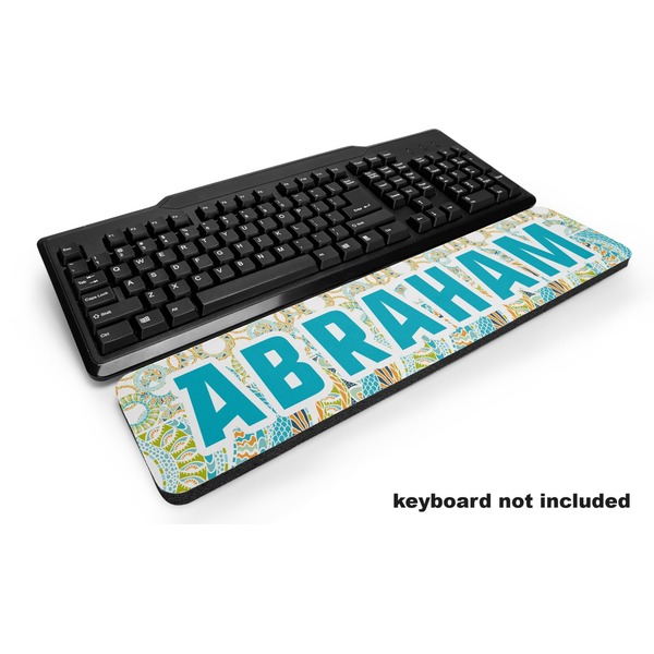 Custom Teal Circles & Stripes Keyboard Wrist Rest (Personalized)