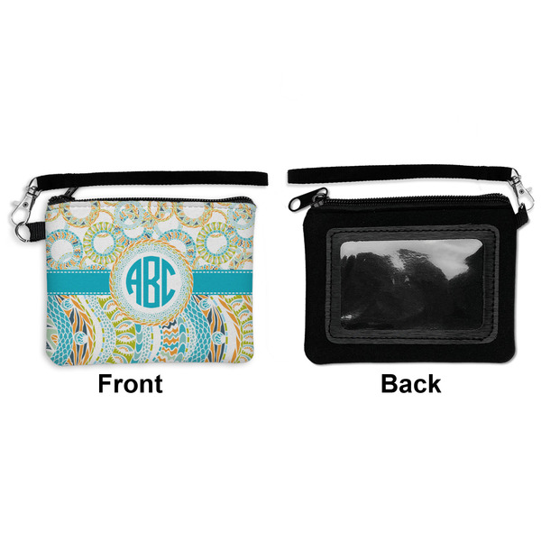 Teal Circles & Stripes Wristlet ID Cases - Front & Back