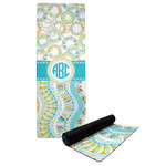 Teal Circles & Stripes Yoga Mat w/ Monogram