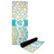 Teal Circles & Stripes Yoga Mat with Black Rubber Back Full Print View