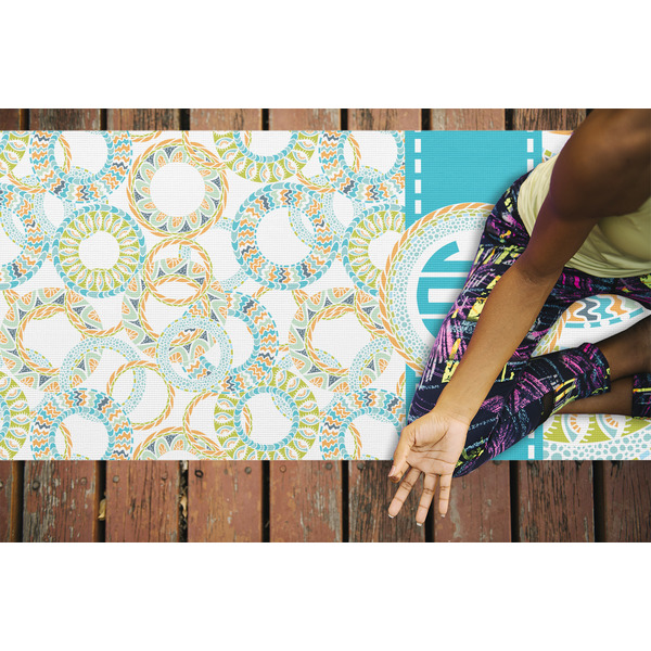 Teal Circles & Stripes Yoga Mats - LIFESTYLE