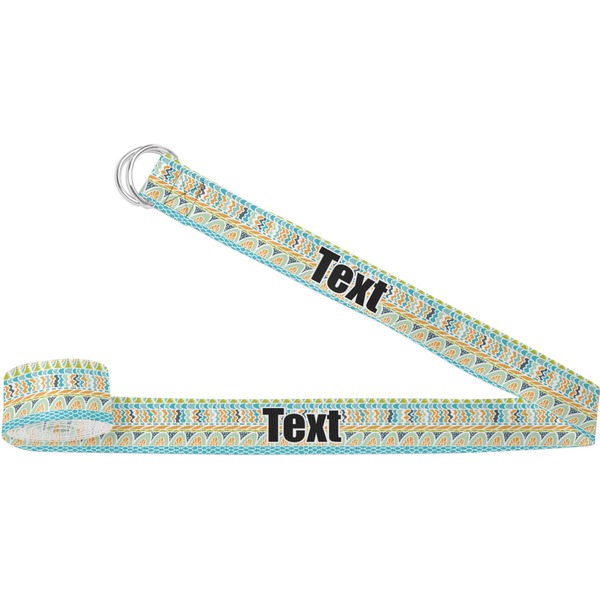 Custom Teal Circles & Stripes Yoga Strap (Personalized)