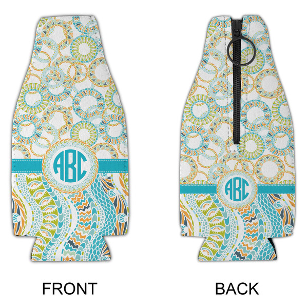 Teal Circles & Stripes Zipper Bottle Cooler - APPROVAL