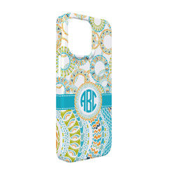 Teal Circles & Stripes iPhone Case - Plastic - iPhone 13 (Personalized)