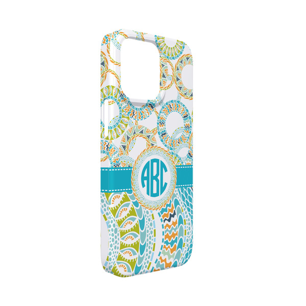 Custom Teal Circles & Stripes iPhone Case - Plastic - iPhone 13 Mini (Personalized)