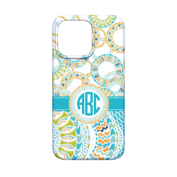 Teal Circles & Stripes iPhone 13 Mini Case - Back