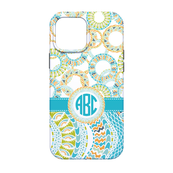 Teal Circles & Stripes iPhone 13 Pro Tough Case - Back