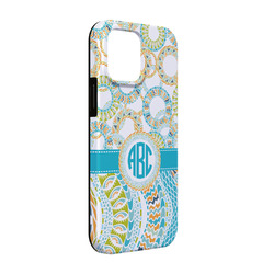 Teal Circles & Stripes iPhone Case - Rubber Lined - iPhone 13 (Personalized)