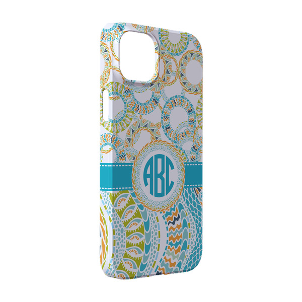 Custom Teal Circles & Stripes iPhone Case - Plastic - iPhone 14 (Personalized)
