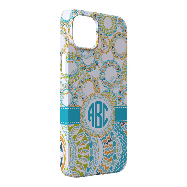 Custom Teal Circles & Stripes iPhone Case - Plastic - iPhone 14 Pro Max (Personalized)