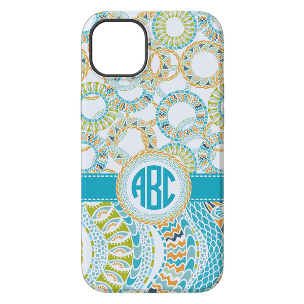 Teal Circles & Stripes iPhone 14 Pro Max Tough Case - Back