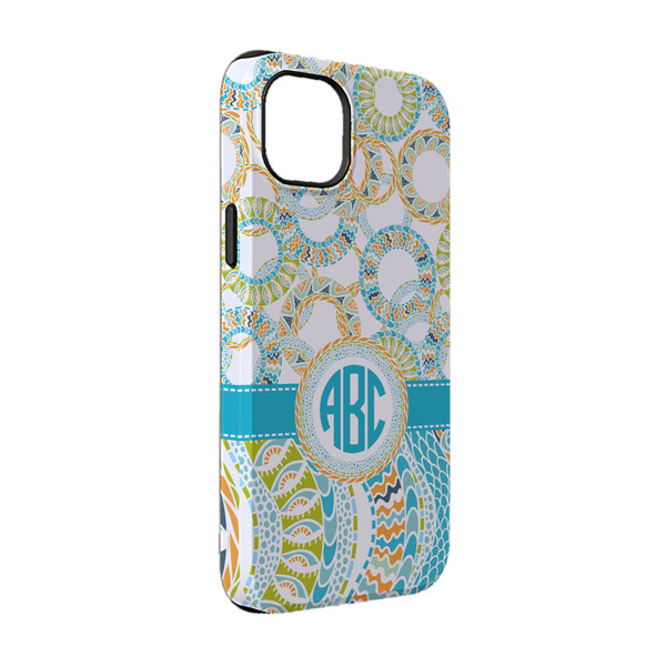 Custom Teal Circles & Stripes iPhone Case - Rubber Lined - iPhone 14 Pro (Personalized)