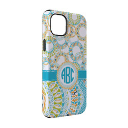 Teal Circles & Stripes iPhone Case - Rubber Lined - iPhone 14 (Personalized)