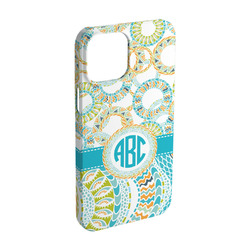 Teal Circles & Stripes iPhone Case - Plastic - iPhone 15 (Personalized)