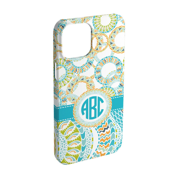 Custom Teal Circles & Stripes iPhone Case - Plastic - iPhone 15 (Personalized)