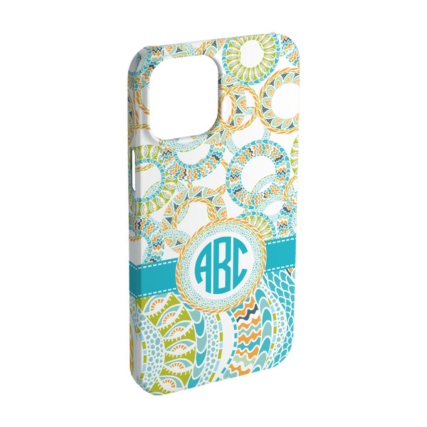 Custom Teal Circles & Stripes iPhone Case - Plastic - iPhone 15 Pro (Personalized)