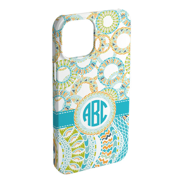 Custom Teal Circles & Stripes iPhone Case - Plastic (Personalized)