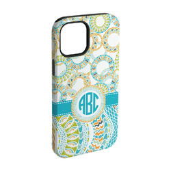 Teal Circles & Stripes iPhone Case - Rubber Lined - iPhone 15 Pro (Personalized)