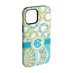 Teal Circles & Stripes iPhone Case - Rubber Lined - iPhone 15 (Personalized)