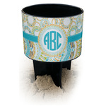 Teal Circles & Stripes Black Beach Spiker Drink Holder (Personalized)