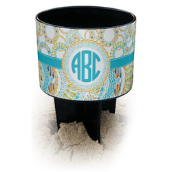 Teal Circles & Stripes Black Beach Spiker Drink Holder (Personalized)