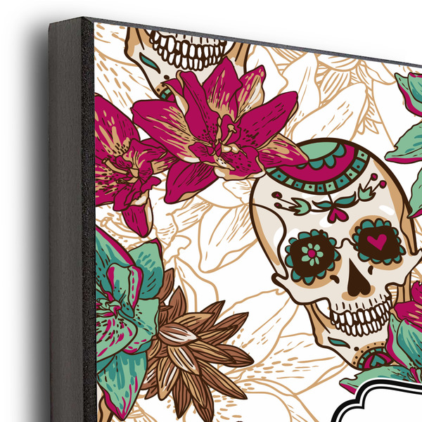 Sugar Skulls & Flowers 11x14 Wood Print - Closeup