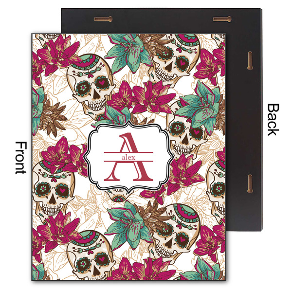 Sugar Skulls & Flowers 11x14 Wood Print - Front & Back View