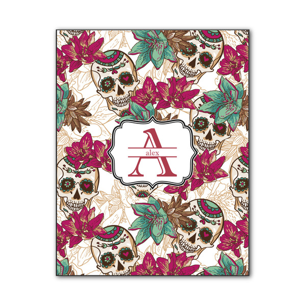 Custom Sugar Skulls & Flowers Wood Print - 11x14 (Personalized)
