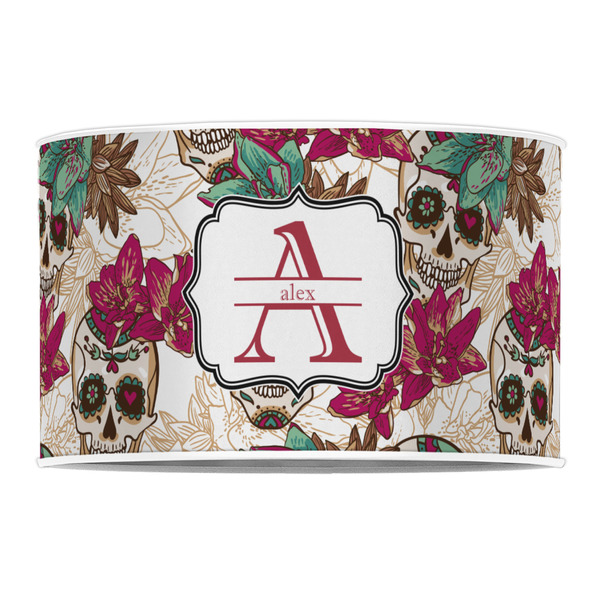Sugar Skulls & Flowers 12" Drum Lampshade - FRONT (Poly Film)