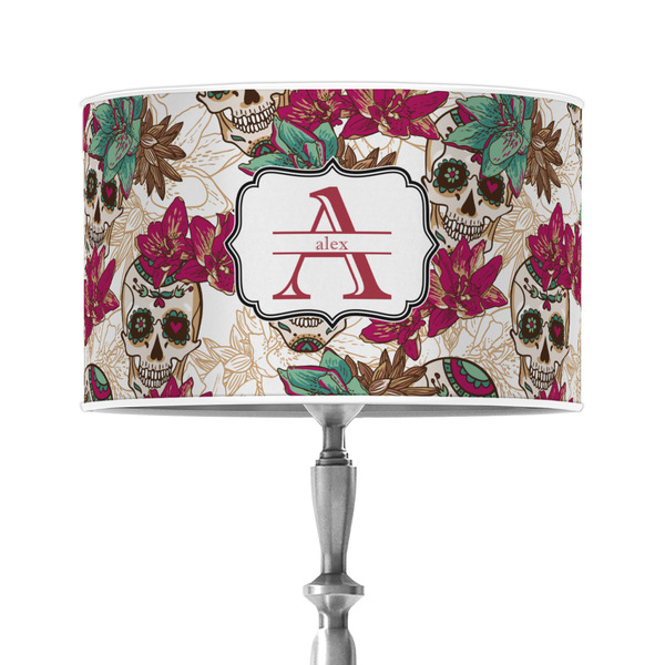 Custom Sugar Skulls & Flowers 12" Drum Lamp Shade - Poly-film (Personalized)