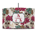 Sugar Skulls & Flowers 12" Drum Pendant Lamp - Fabric (Personalized)